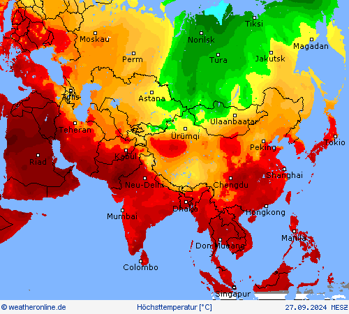 Höchsttemperatur Vorhersagekarten