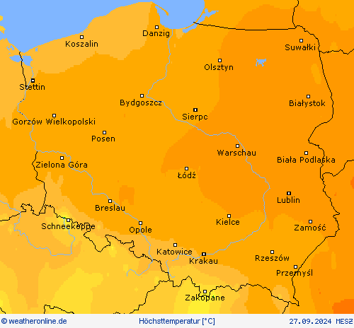 Höchsttemperatur Vorhersagekarten